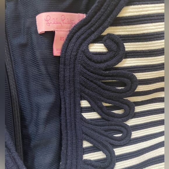 Lilly Pulitzer Janice Striped Navy White Sleeveless Sheath Dress XS - Picture 5 of 7